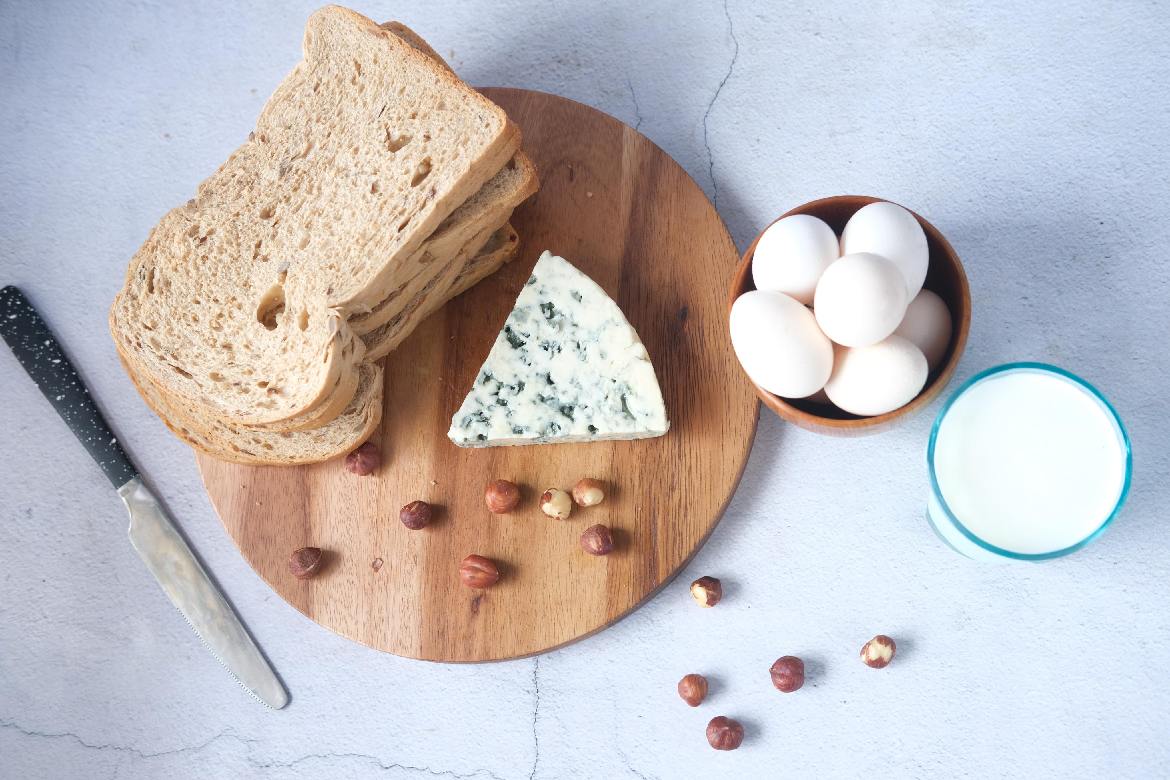 Cheese, eggs and bread